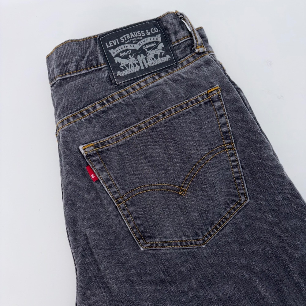 Levi Strauss Mens Gray Straight Leg Flannel Lined Jeans 32x32 Charcoal Denim